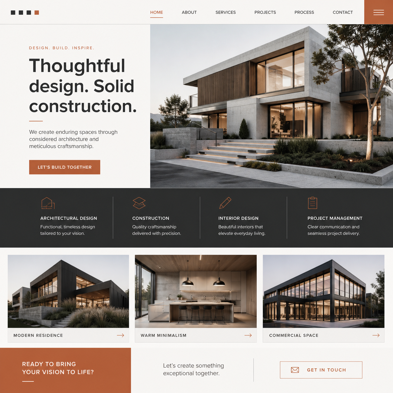 Concept website for an architecture and construction firm