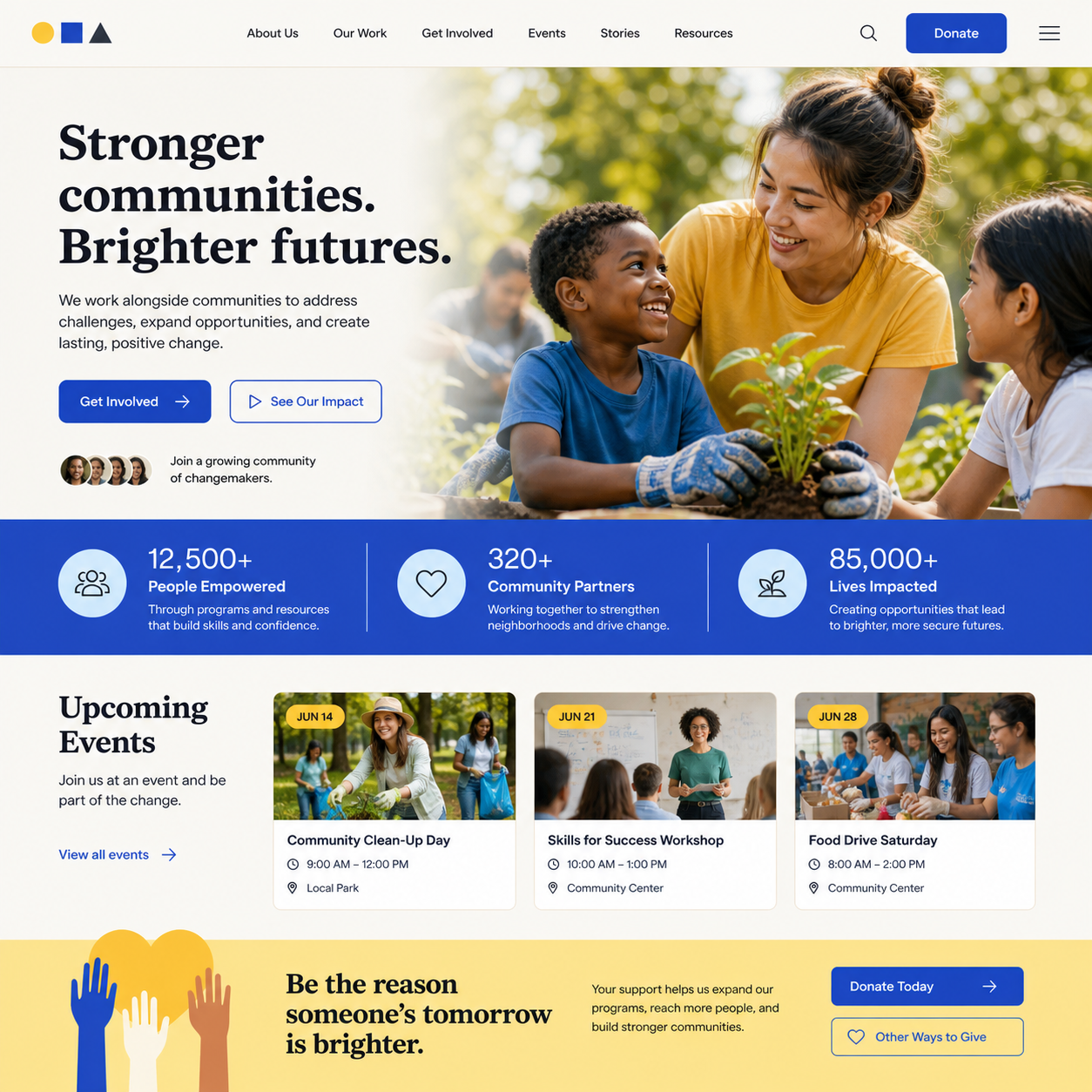 Concept community organization website