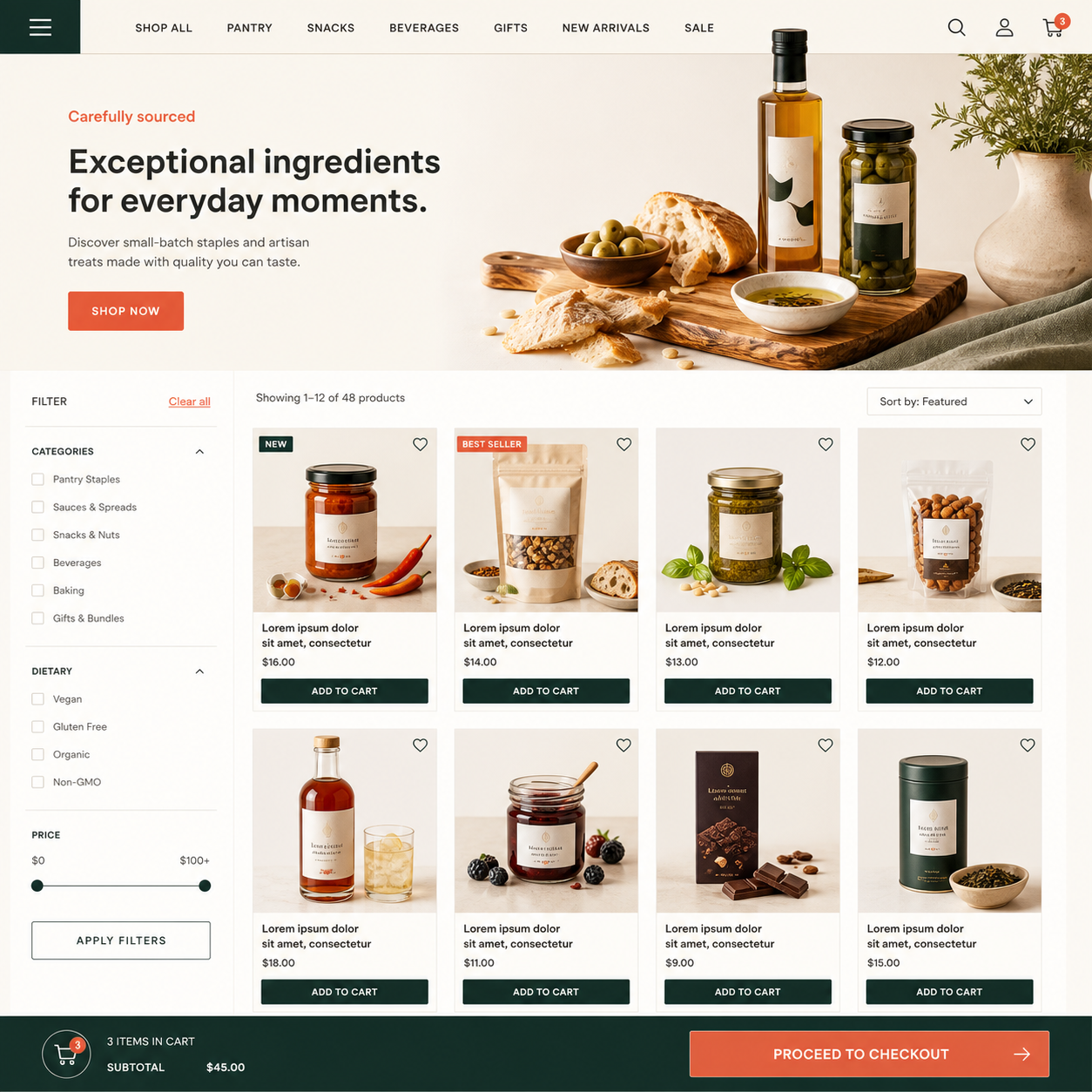 Concept ecommerce storefront